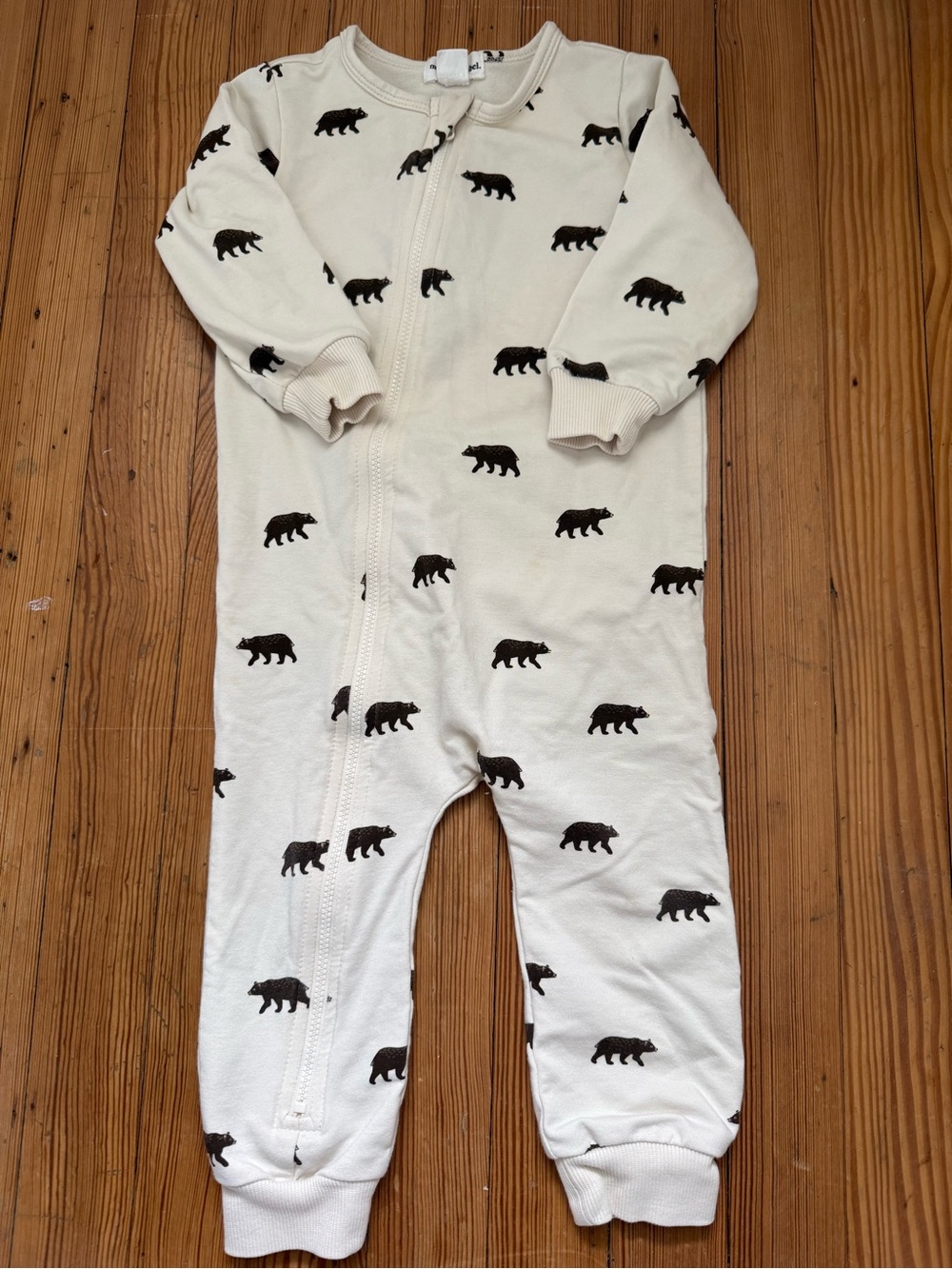 Miles the Label Cream Bear Print Zip Footless One Piece - Like New - 18 months
